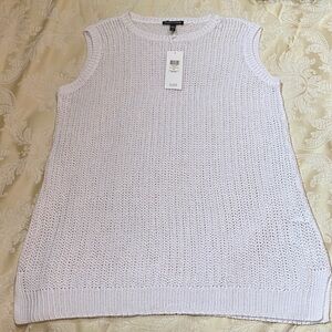 NWT Eileen Fisher Sleeveless crewneck Tunic in white